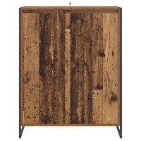 Produktbild för Skoskåp med dörr Gammalt trä 79 x 36 x 100 cm Konstruerat trä