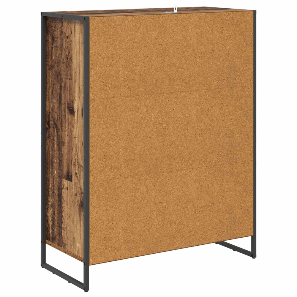 Produktbild för Skoskåp med dörr Gammalt trä 79 x 36 x 100 cm Konstruerat trä