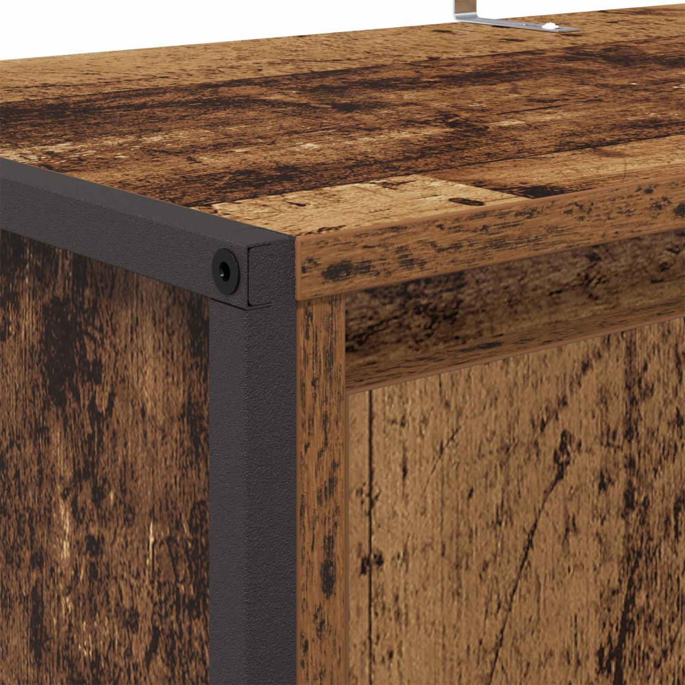 Produktbild för Skoskåp med dörr Gammalt trä 79 x 36 x 100 cm Konstruerat trä