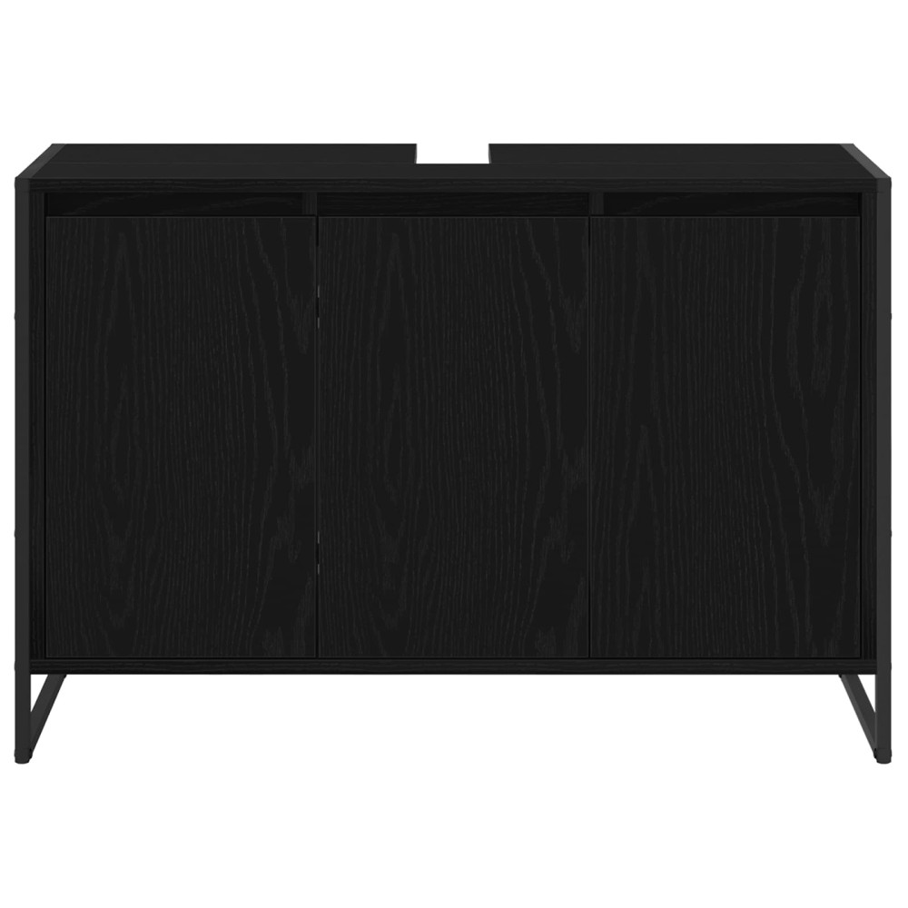 Produktbild för Badrumsskåp med dörr Svart Ek 90 x 30 x 60 cm Konstruerat trä