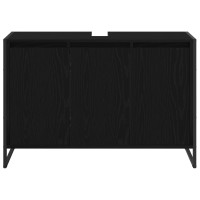 Produktbild för Badrumsskåp med dörr Svart Ek 90 x 30 x 60 cm Konstruerat trä