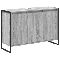 Produktbild för Badrumsskåp med dörr Grå Sonoma 90 x 30 x 60 cm Konstruerat trä