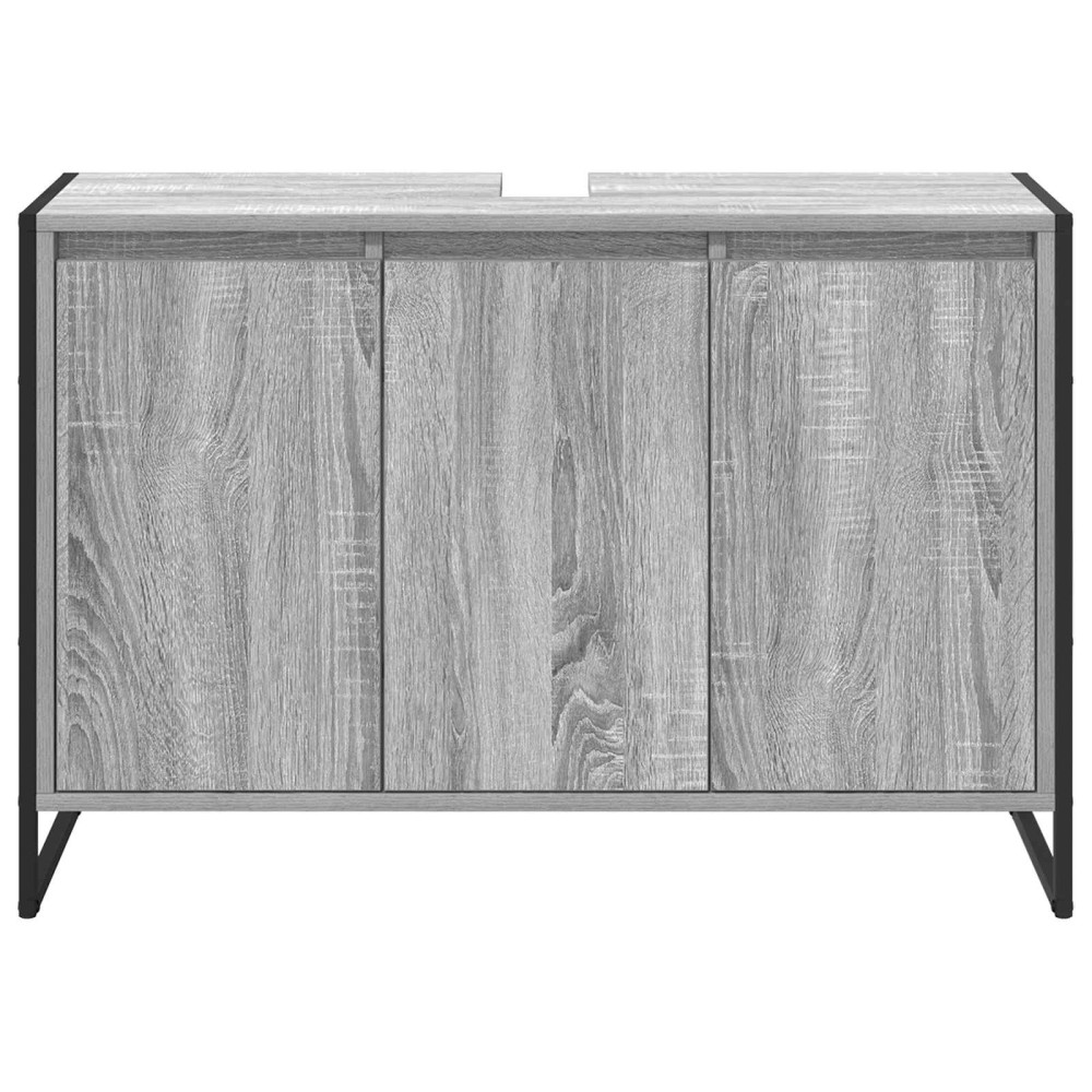 Produktbild för Badrumsskåp med dörr Grå Sonoma 90 x 30 x 60 cm Konstruerat trä