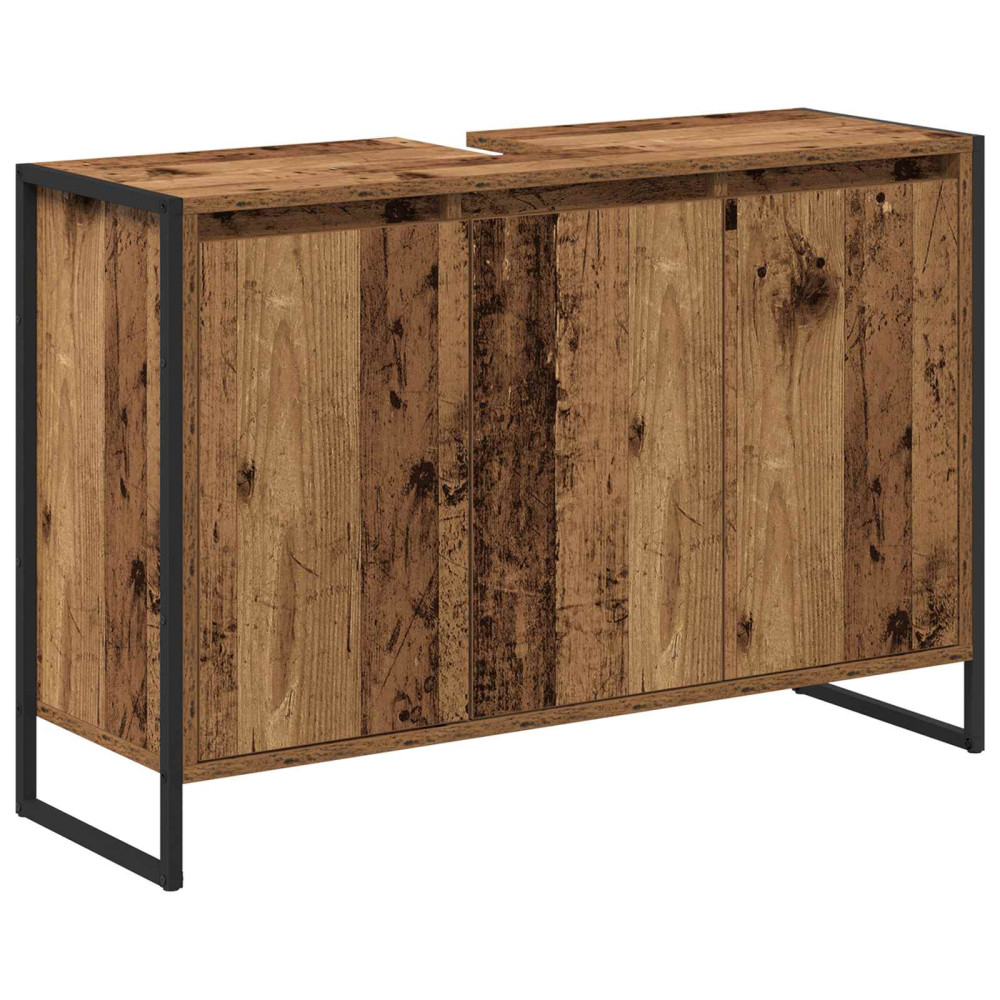 Produktbild för Badrumsskåp Gammalt trä 90 x 30 x 60 cm Konstruerat trä