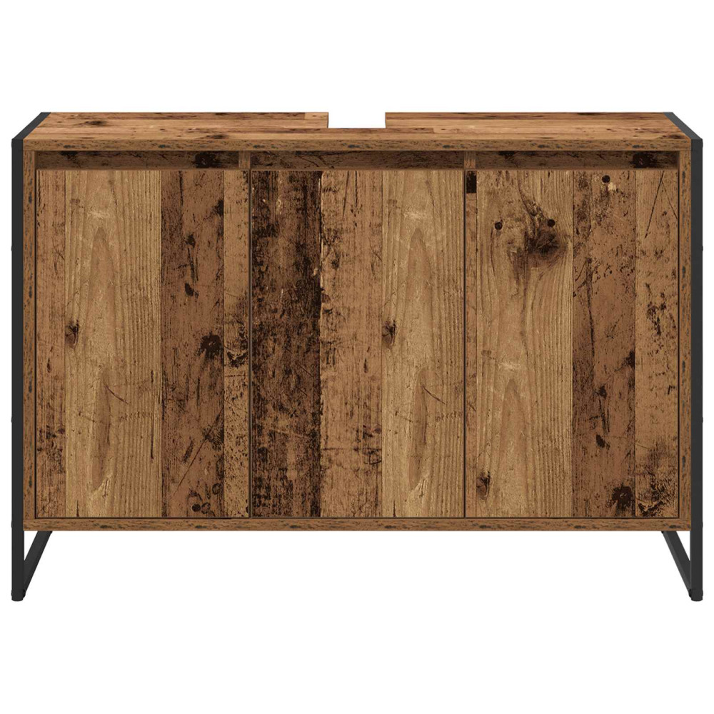 Produktbild för Badrumsskåp Gammalt trä 90 x 30 x 60 cm Konstruerat trä