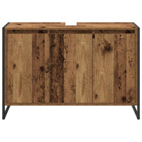 Produktbild för Badrumsskåp Gammalt trä 90 x 30 x 60 cm Konstruerat trä