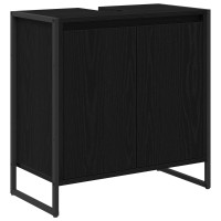 Produktbild för Badrumsskåp med dörr Svart Ek 60 x 30 x 60 cm Konstruerat trä
