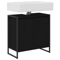 Produktbild för Badrumsskåp med dörr Svart Ek 60 x 30 x 60 cm Konstruerat trä