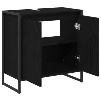 Produktbild för Badrumsskåp med dörr Svart Ek 60 x 30 x 60 cm Konstruerat trä