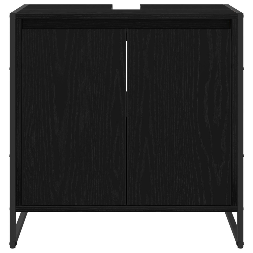 Produktbild för Badrumsskåp med dörr Svart Ek 60 x 30 x 60 cm Konstruerat trä
