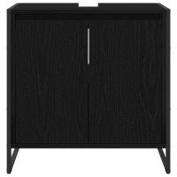 Produktbild för Badrumsskåp med dörr Svart Ek 60 x 30 x 60 cm Konstruerat trä