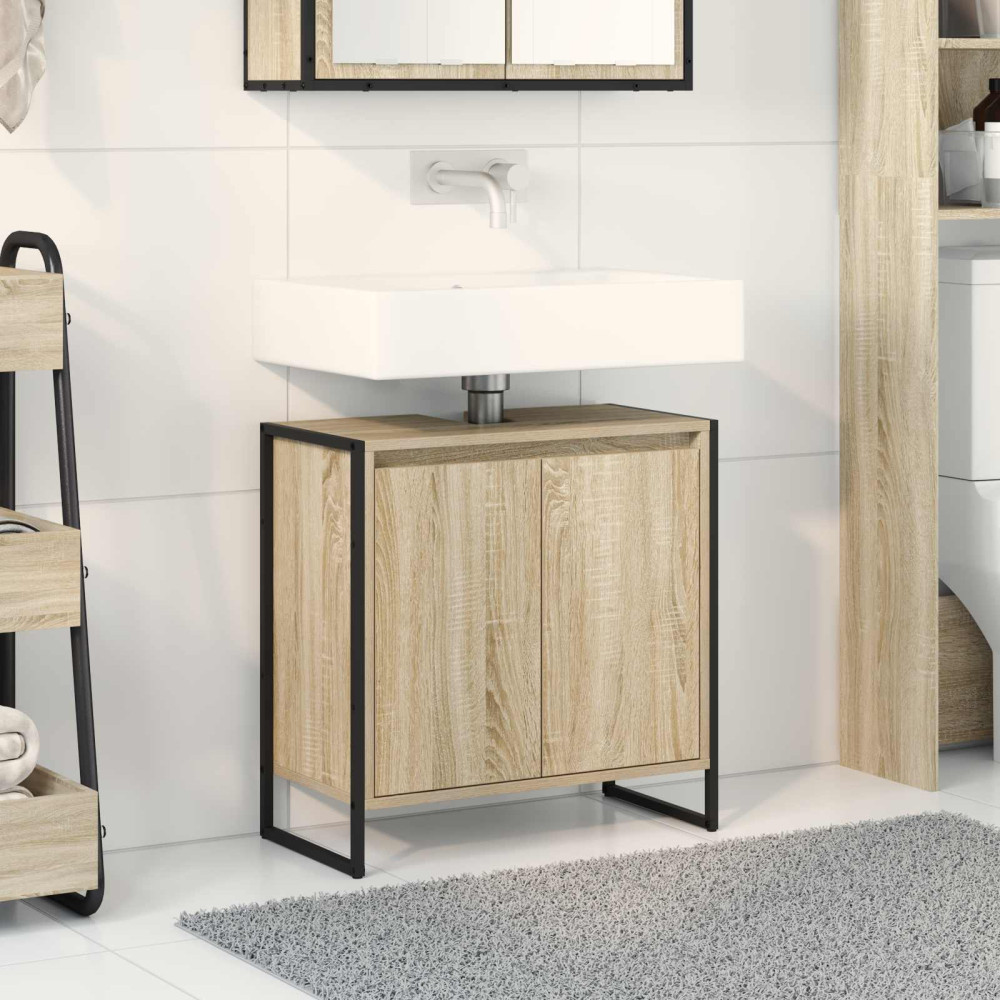 Produktbild för Badrumsskåp med lagring Sonoma 60 x 30 x 60 cm Konstruerat trä