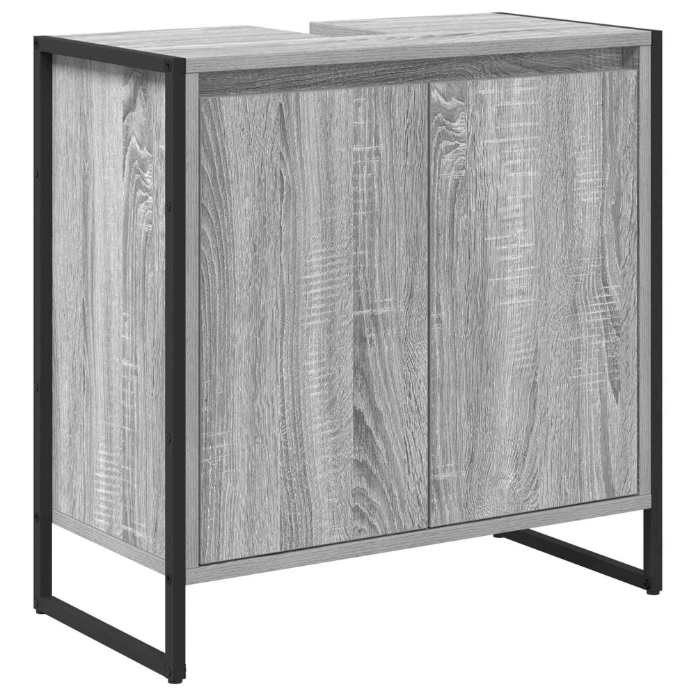 Produktbild för Badrumsskåp med dörr Grå Sonoma 60 x 30 x 60 cm Konstruerat trä