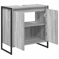Produktbild för Badrumsskåp med dörr Grå Sonoma 60 x 30 x 60 cm Konstruerat trä