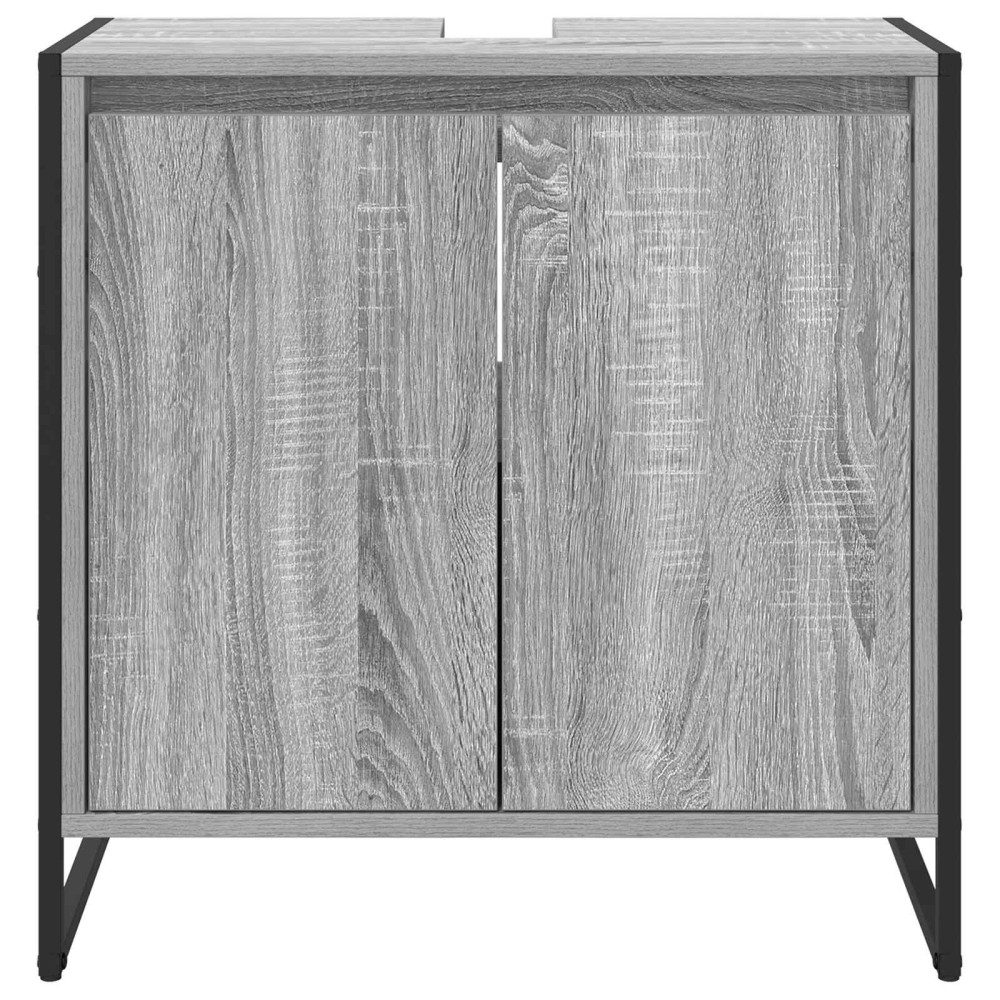 Produktbild för Badrumsskåp med dörr Grå Sonoma 60 x 30 x 60 cm Konstruerat trä