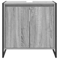 Produktbild för Badrumsskåp med dörr Grå Sonoma 60 x 30 x 60 cm Konstruerat trä