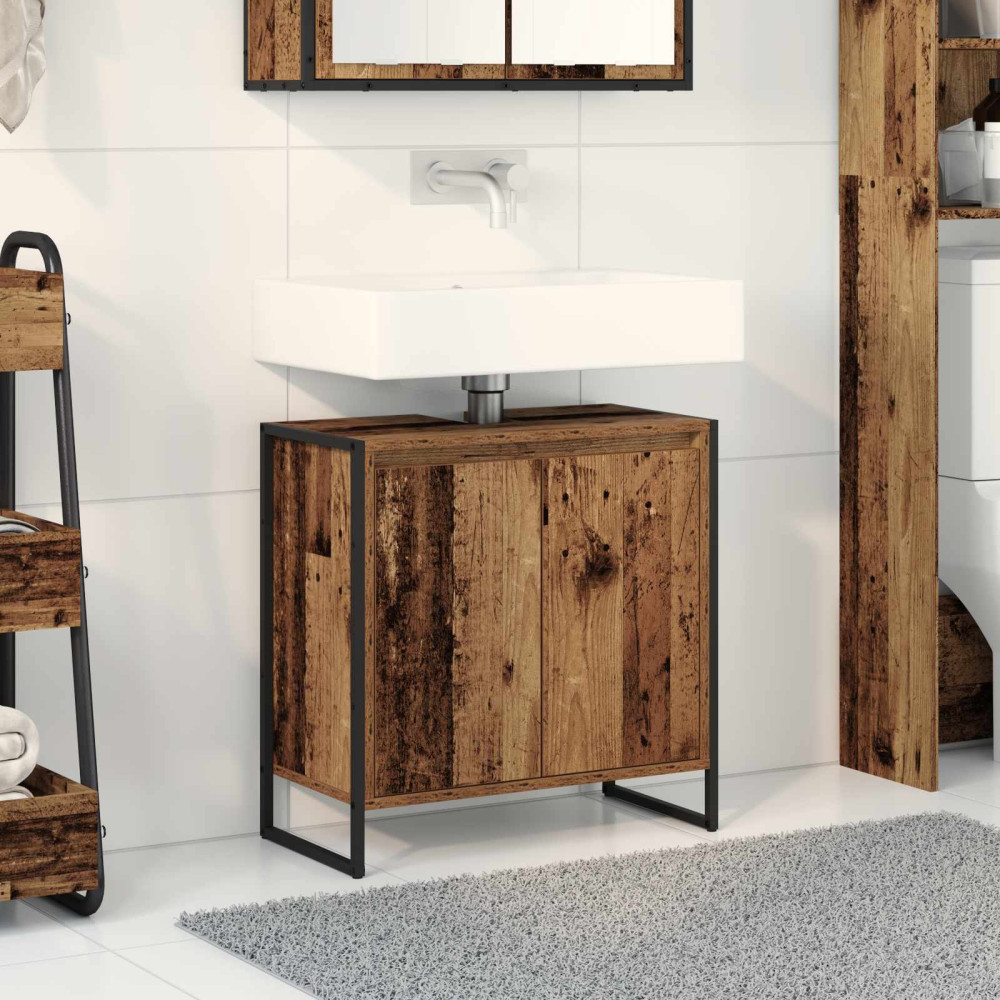 Produktbild för Badrumsskåp Gammalt trä 60 x 30 x 60 cm Konstruerat trä