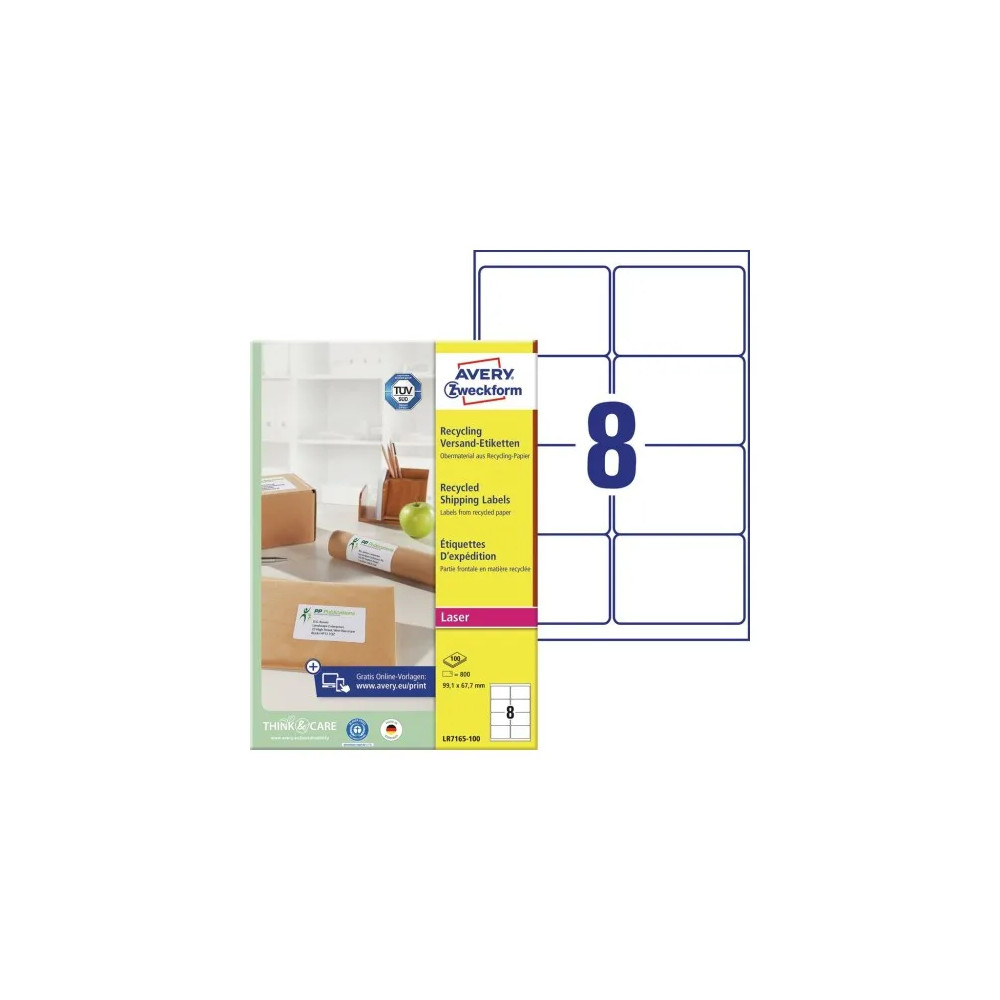 Produktbild för Avery QuickPEEL Recycled Labels - adresslappar - 800 etikett (er) - 67.7 x 99.1 mm