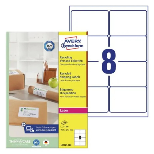AVERY Avery QuickPEEL Recycled Labels - adresslappar - 800 etikett (er) - 67.7 x 99.1 mm