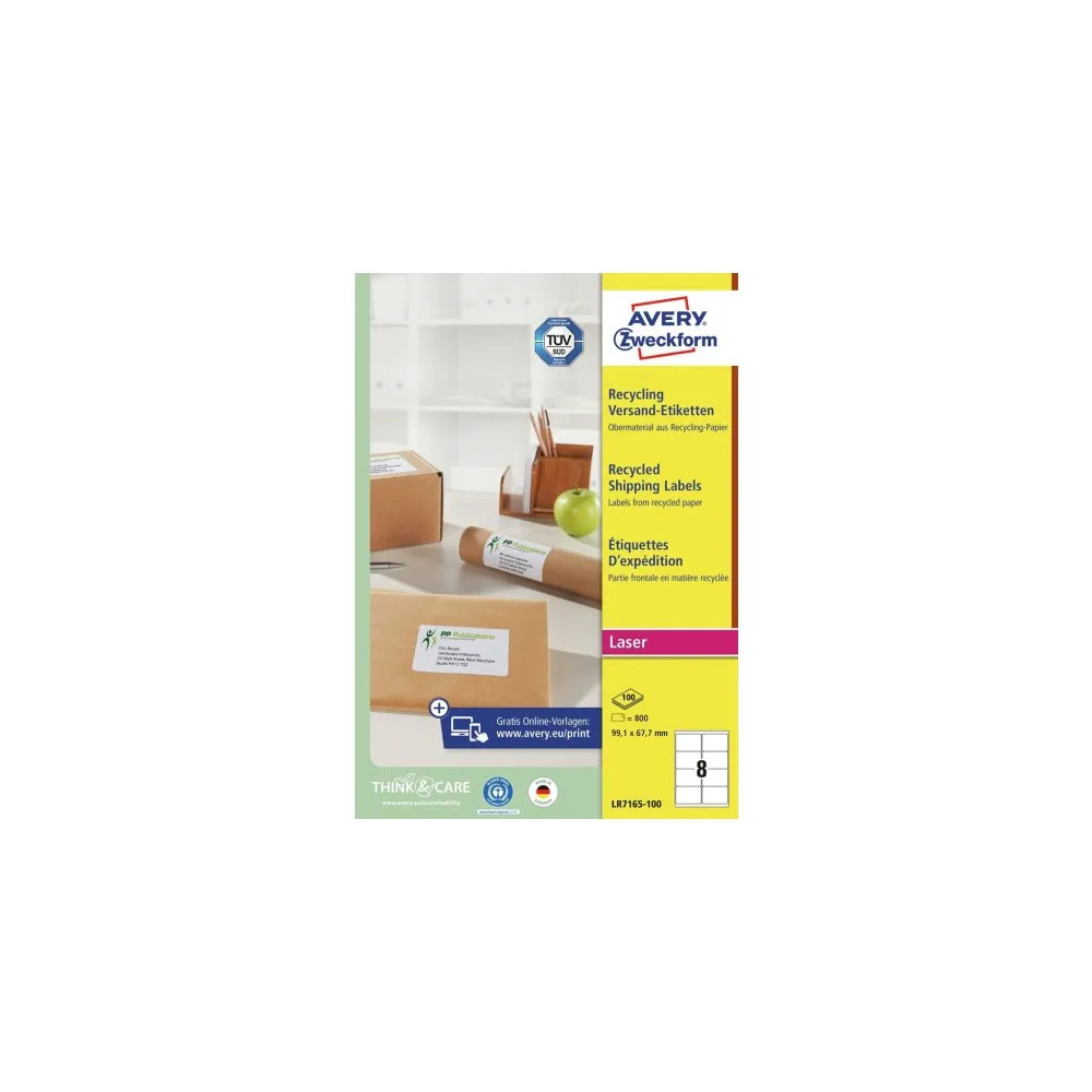 Produktbild för Avery QuickPEEL Recycled Labels - adresslappar - 800 etikett (er) - 67.7 x 99.1 mm