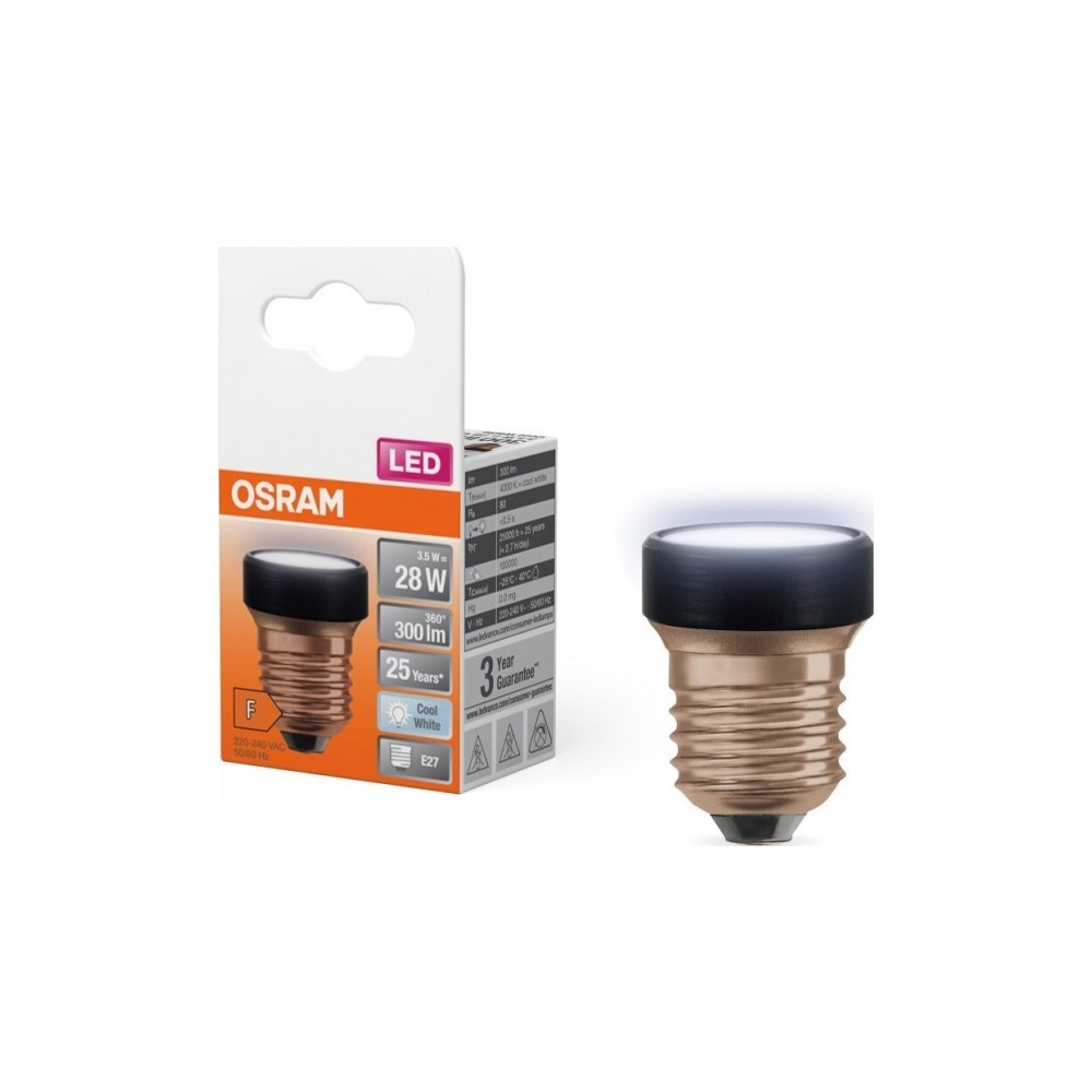 Produktbild för OSRAM LED STAR - LED-glödlampa - form: flat round - glaserad finish - E27 - 3.5 W - svalt vitt ljus - 4000 K