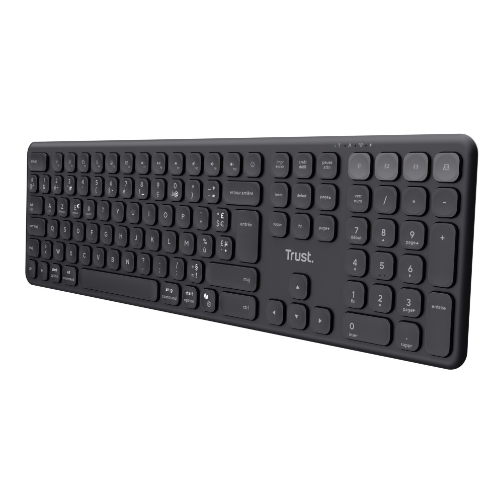 Produktbild för Trust Vaiya - tangentbord - fleranvändarenhet full size - QWERTY - amerikansk - svart Inmatningsenhet
