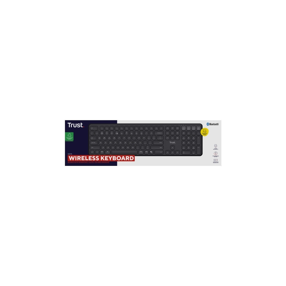 Produktbild för Trust Vaiya - tangentbord - fleranvändarenhet full size - QWERTY - amerikansk - svart Inmatningsenhet