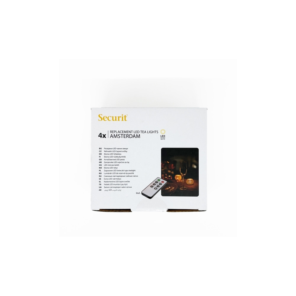 Produktbild för Securit® 4 st extra AMSTERDAM LED värmeljus