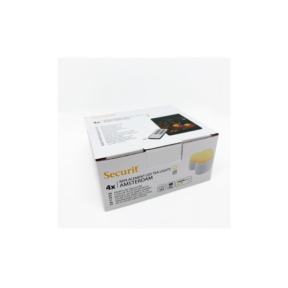 Produktbild för Securit® 4 st extra AMSTERDAM LED värmeljus