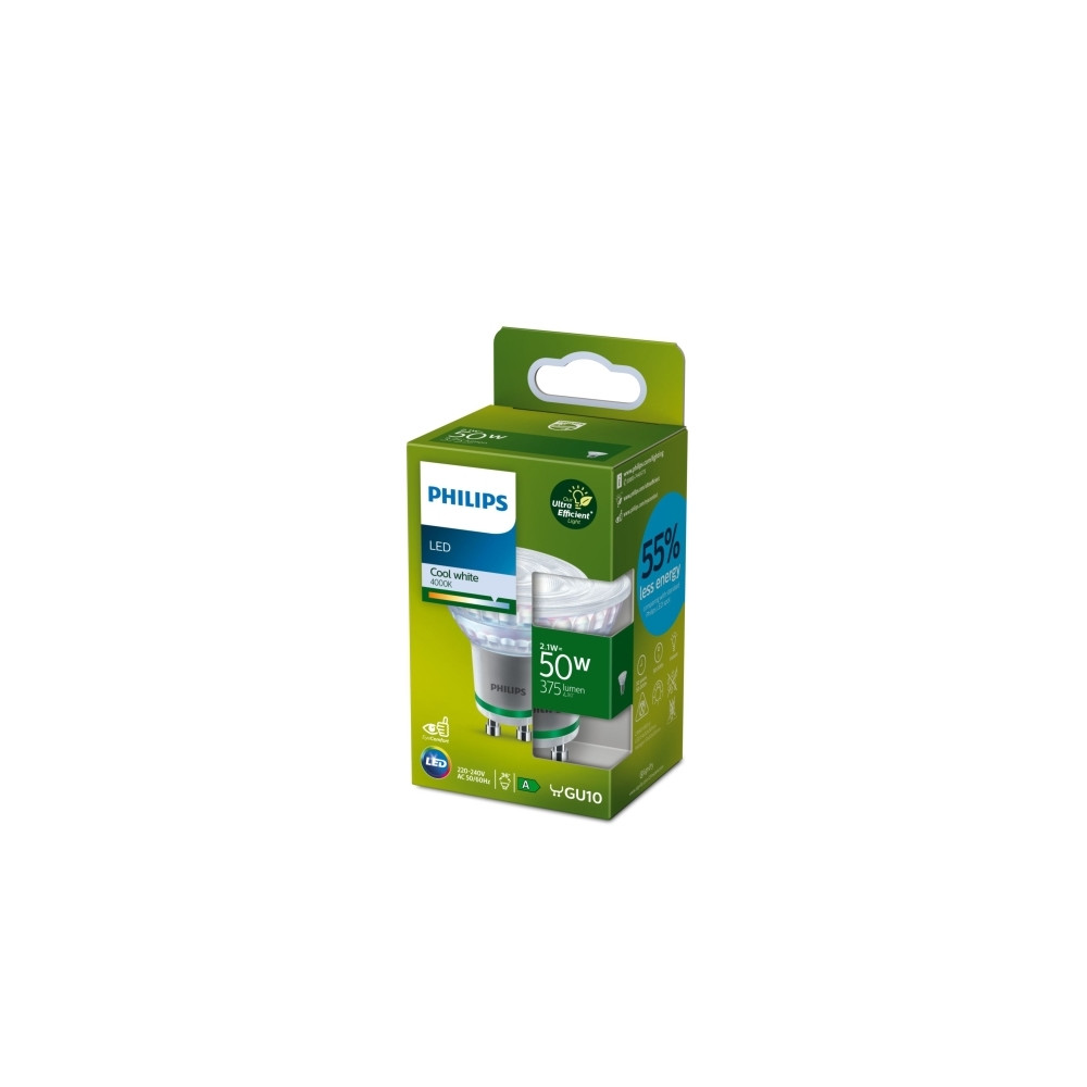 Produktbild för Philips LED Classic - LED-spotlight - form: PAR16 - klar finish - GU10 - 2.1 W - neutralt vitt ljus - 4000 K