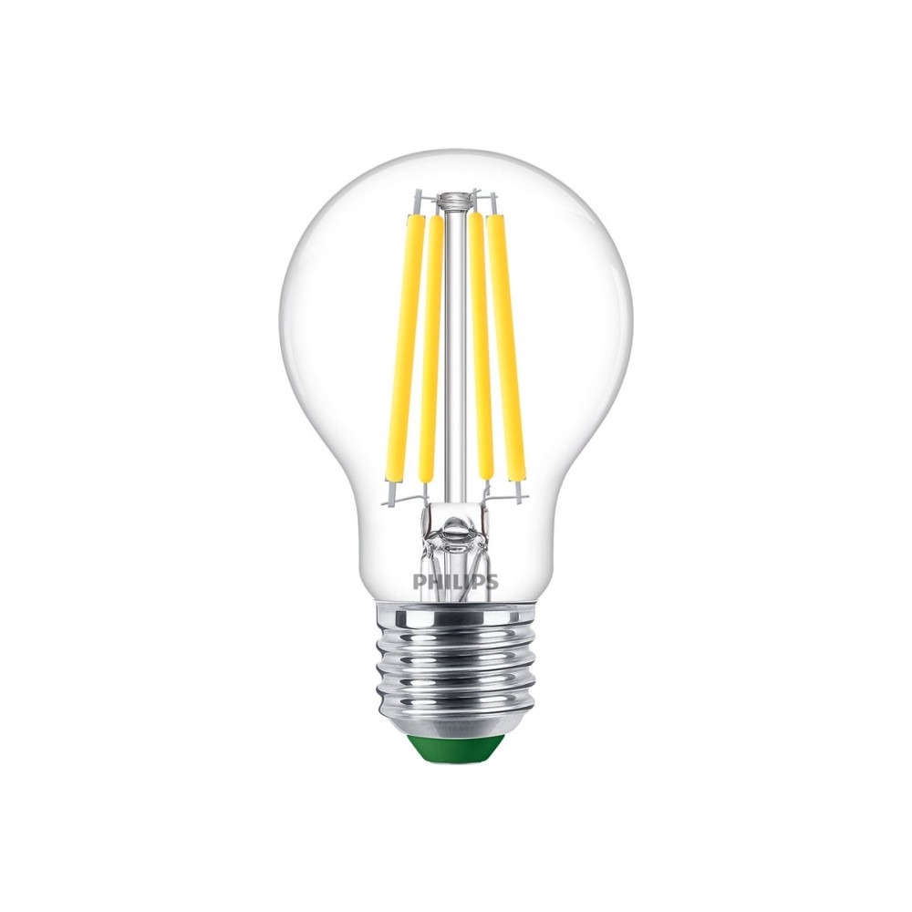 Produktbild för Philips - LED-glödlampa med filament - form: A60 - klar finish - E27 - 4 W - svalt vitt ljus - 4000 K - transparent