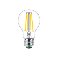 Produktbild för Philips - LED-glödlampa med filament - form: A60 - klar finish - E27 - 4 W - svalt vitt ljus - 4000 K - transparent
