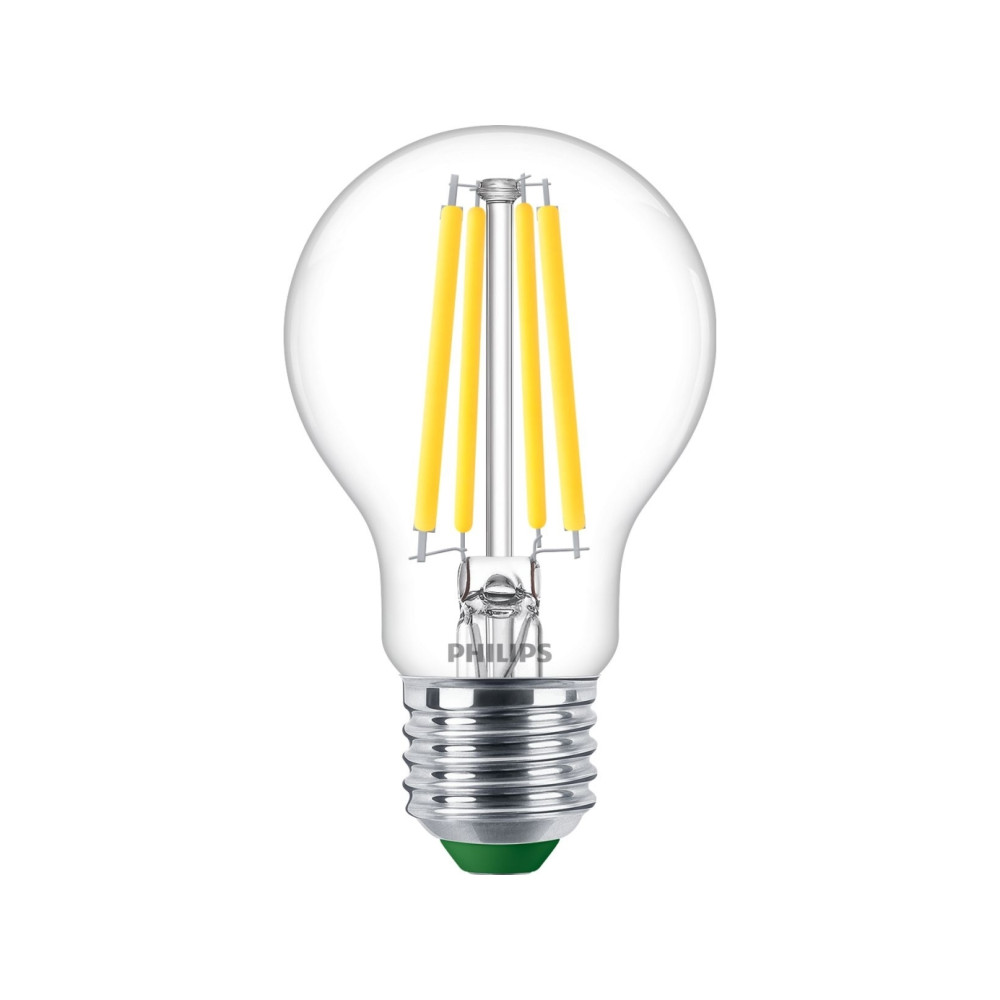 Produktbild för Philips - LED-glödlampa med filament - form: A60 - klar finish - E27 - 4 W - svalt vitt ljus - 4000 K - transparent
