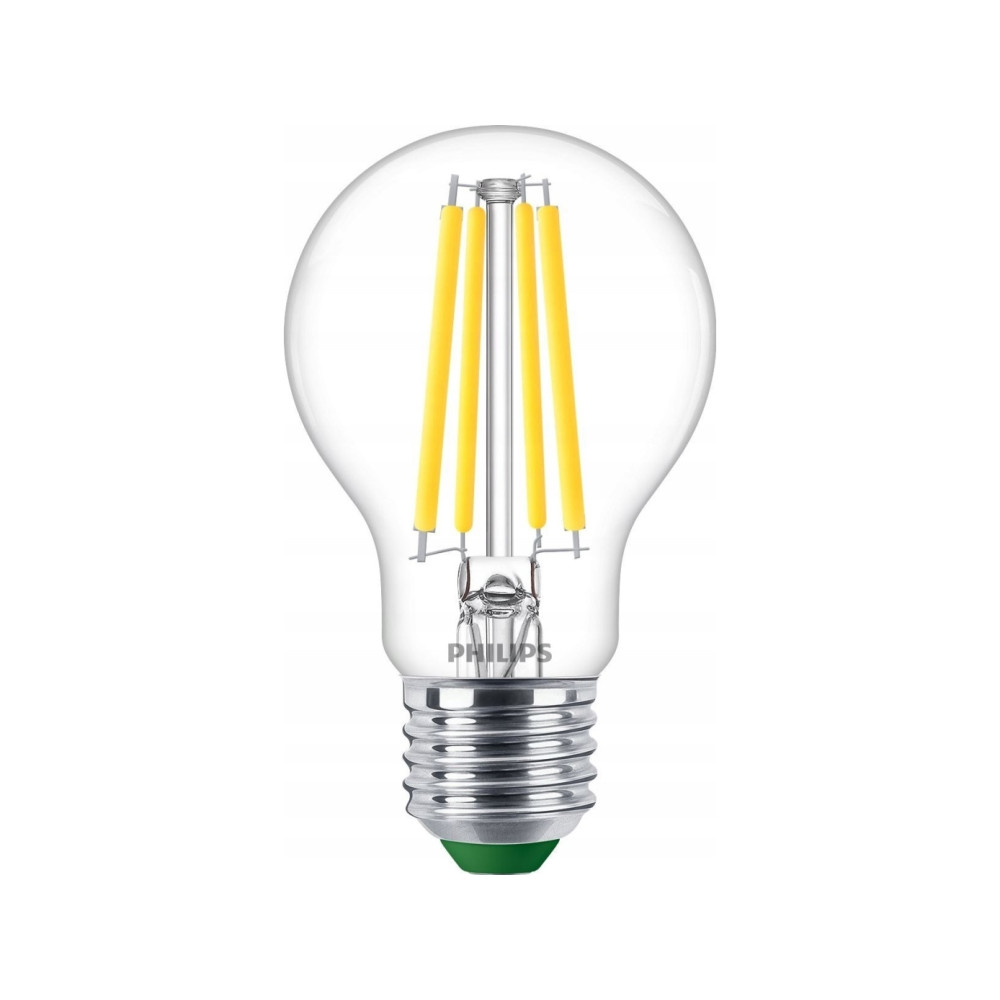Produktbild för Philips - LED-glödlampa med filament - form: A60 - klar finish - E27 - 4 W - svalt vitt ljus - 4000 K - transparent