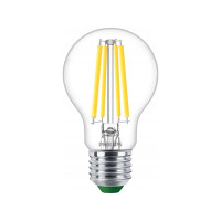 Produktbild för Philips - LED-glödlampa med filament - form: A60 - klar finish - E27 - 4 W - svalt vitt ljus - 4000 K - transparent