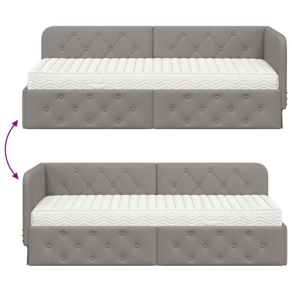 Produktbild för Hörn Sängram Taupe 80 x 200 cm tyg