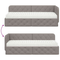 Produktbild för Hörn Sängram Taupe 80 x 200 cm tyg