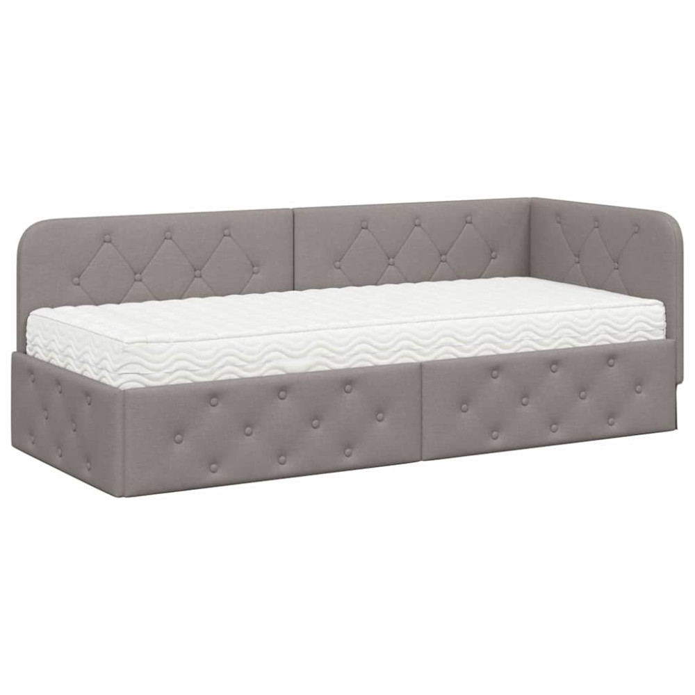 Produktbild för Hörn Sängram Taupe 80 x 200 cm tyg