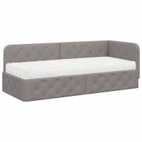 Produktbild för Hörn Sängram Taupe 80 x 200 cm tyg