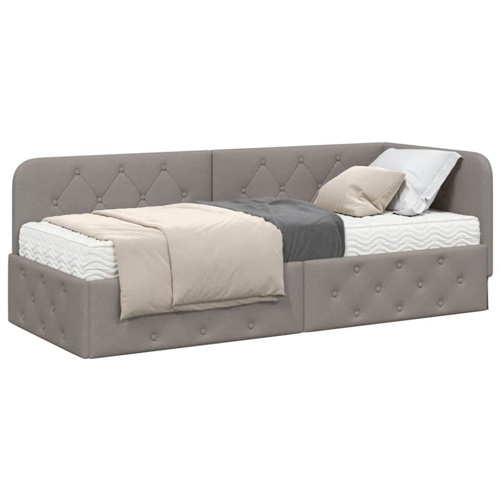 Produktbild för Hörn Sängram Taupe 80 x 200 cm tyg