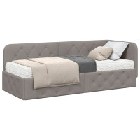 Produktbild för Hörn Sängram Taupe 80 x 200 cm tyg