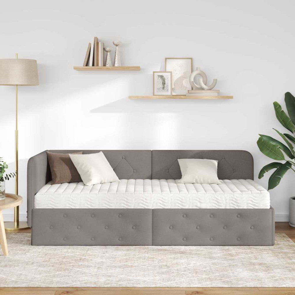 Produktbild för Hörn Sängram Taupe 80 x 200 cm tyg