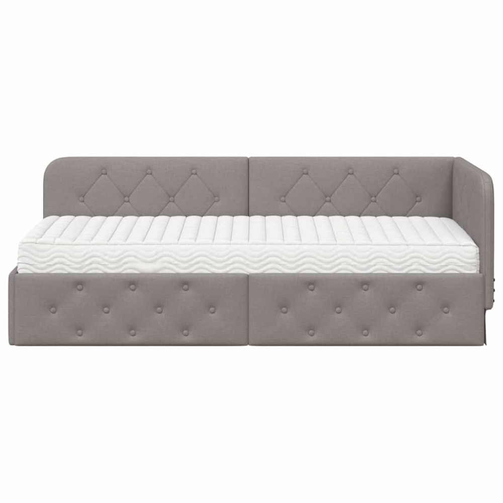 Produktbild för Hörn Sängram Taupe 80 x 200 cm tyg