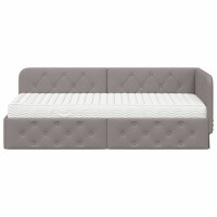 Produktbild för Hörn Sängram Taupe 80 x 200 cm tyg