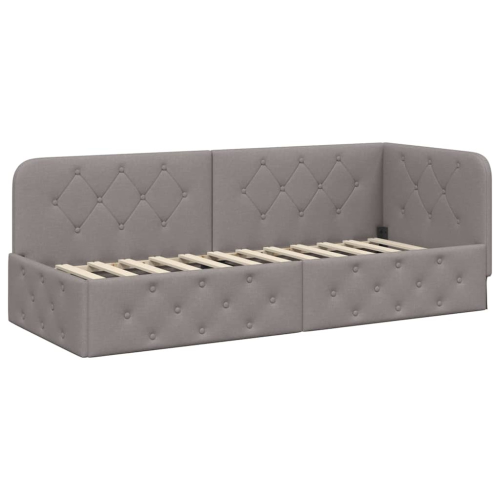 Produktbild för Hörn Sängram Taupe 80 x 200 cm tyg