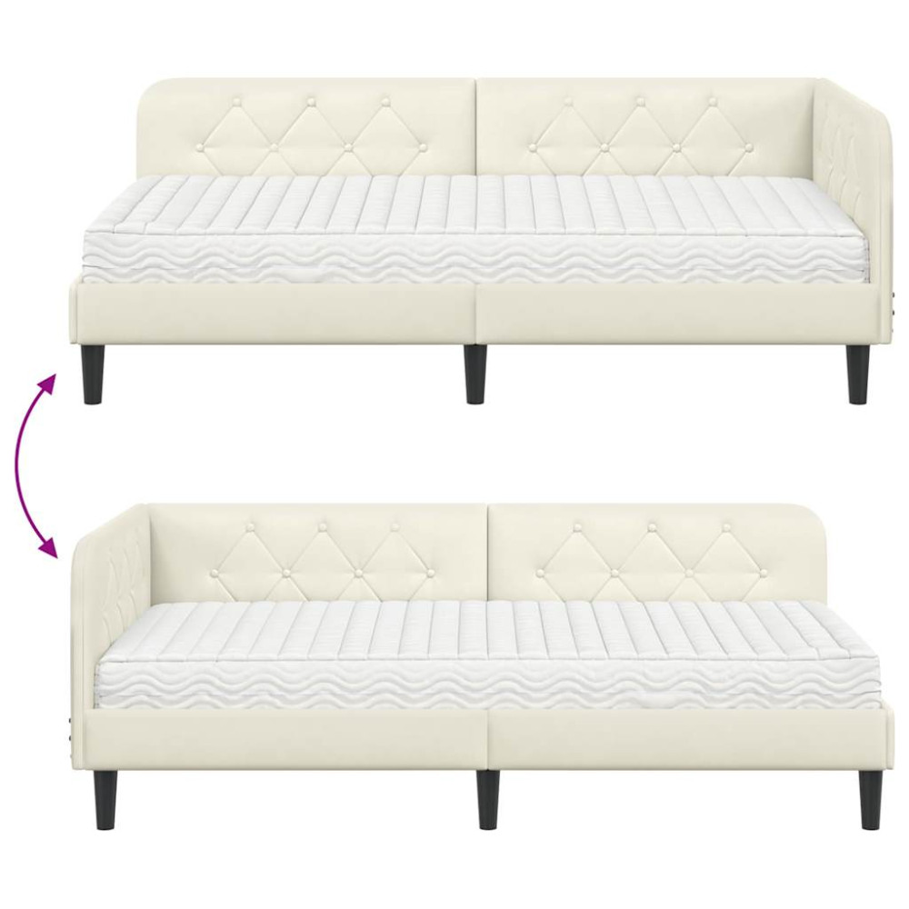 Produktbild för Hörn Sängram Kräm 90 x 190 cm Sammet