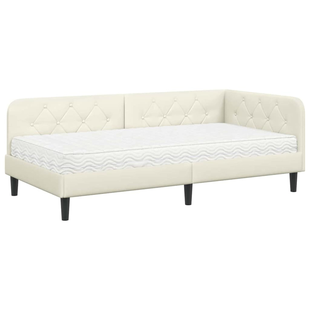 Produktbild för Hörn Sängram Kräm 90 x 190 cm Sammet