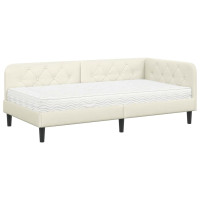 Produktbild för Hörn Sängram Kräm 90 x 190 cm Sammet