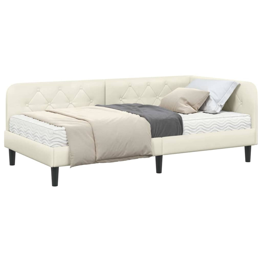 Produktbild för Hörn Sängram Kräm 90 x 190 cm Sammet