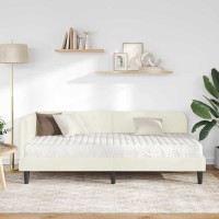 Produktbild för Hörn Sängram Kräm 90 x 190 cm Sammet